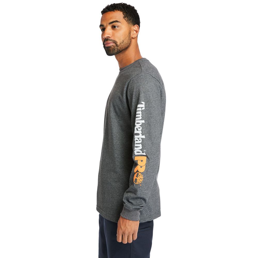 Camisetas Timberland Hombre Pro® Logo Manga Base Plate Wicking Gris Oscuro - Chile NUD-109467